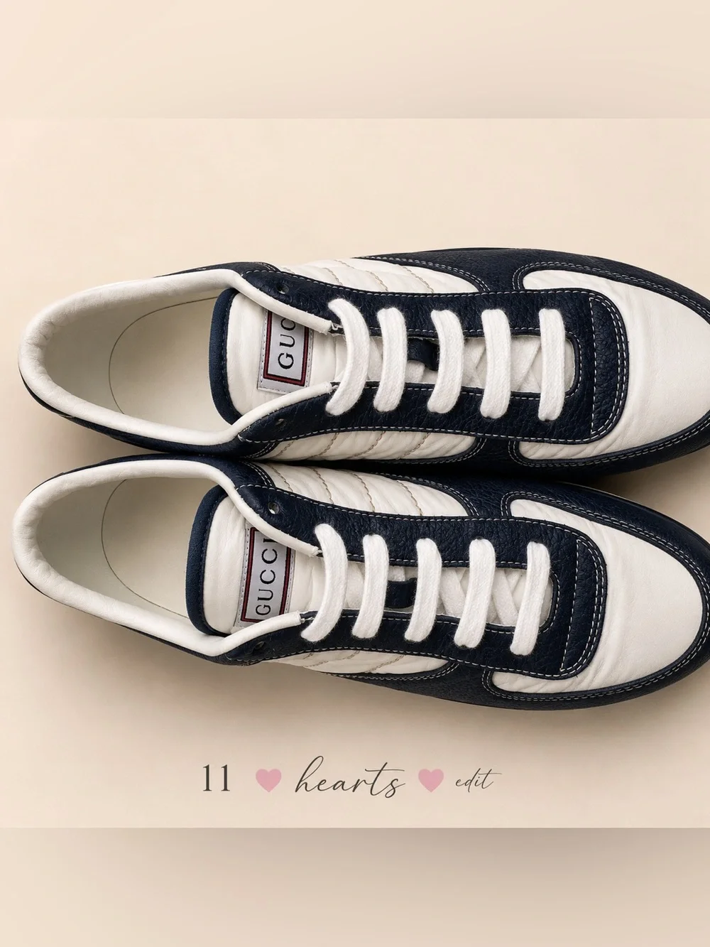 Gucci Leather Web Low Top Sneakers Men’s 11 Navy White Made in Italy 233326